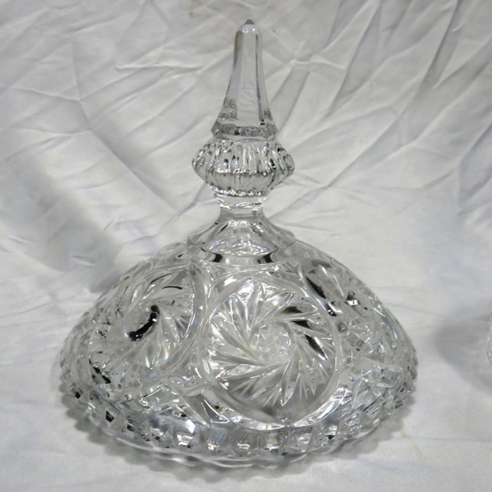 Leaded Crystal Footed Candy Dish with Spired Cover -- 11 inches tall! - Picture 4 of 4